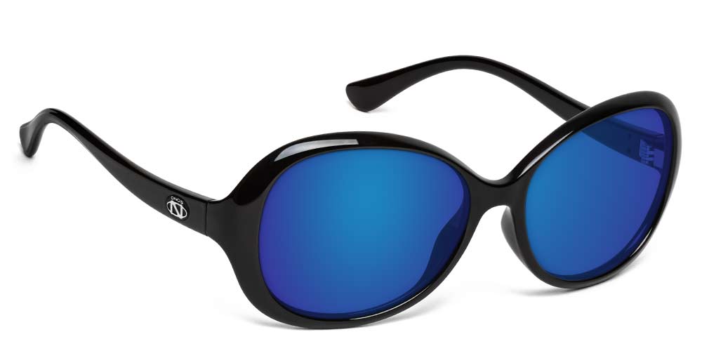 Prescription Polarized Sunglasses Women | Bifocal Reader | Cat Island RX Glossy Black / Polarized Gray with Blue Mirror (+$40)