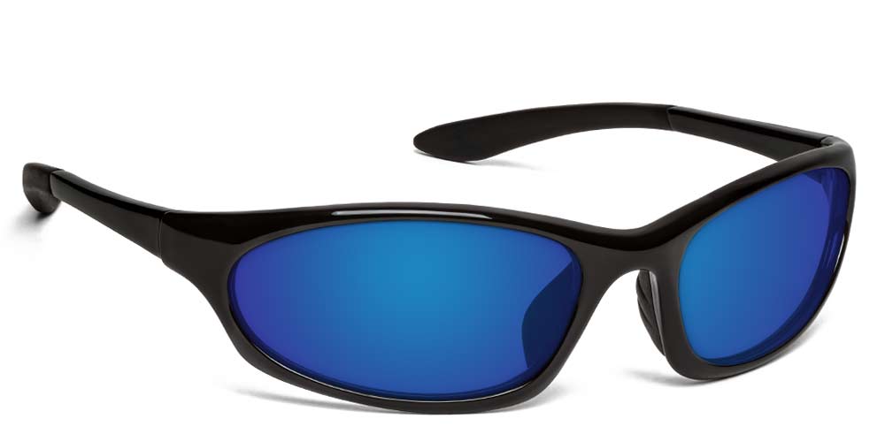 Prescription Polarized Sunglasses for Men | Bifocal Reader | Grand Lagoon Glossy Black / Polarized Gray with Blue Mirror (+$40)
