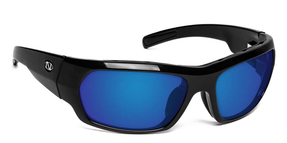 Prescription Polarized Sunglasses for Men | Polarized Prescription | Nolin II Glossy Black / Polarized Gray with Blue Mirror (+$40)