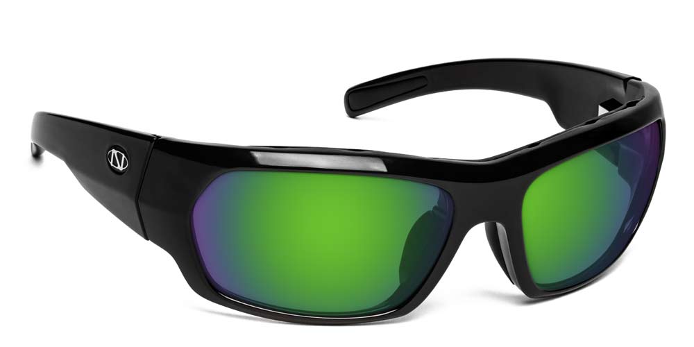 Prescription Polarized Sunglasses for Men | Polarized Prescription | Nolin II Glossy Black / Polarized Amber with Green Mirror (+$40)