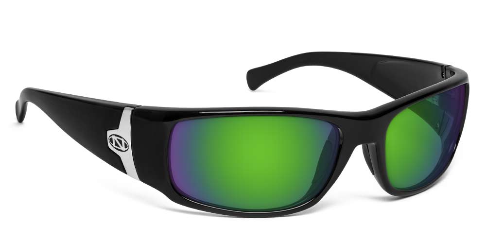 Oreti | ONOS Polarized Bifocal Reader Fishing Sunglasses | 100% UVA + UVB Polarized Amber with Green Mirror / +2.25 / Glossy Black